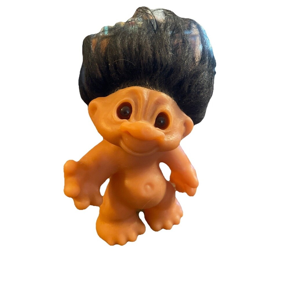 Vintage 1967 TH Dam Design Troll Doll Black Hair 6”